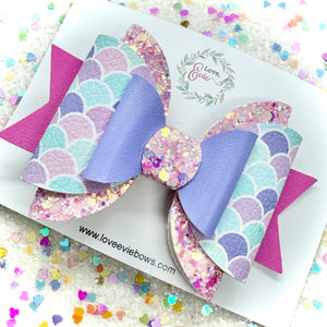 Mermaid Scales Double Glitter Bow