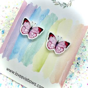 Pink Butterfly Studs