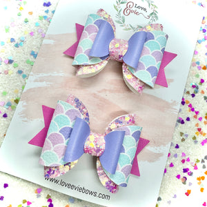 Mermaid Scales Double Glitter Piggy Clips