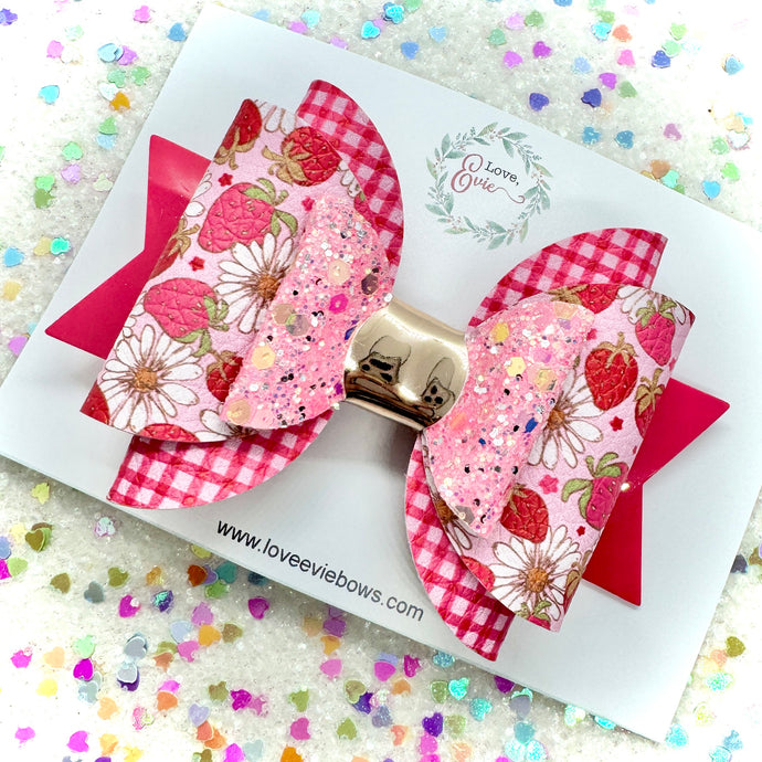 Strawberry Fields Double Glitter Bow