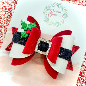 Santa’s Belt Double Glitter Bow - BLACK