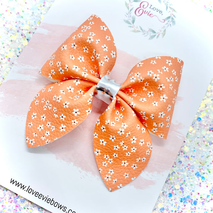 Tiny Flowers Orange Sailor Bow