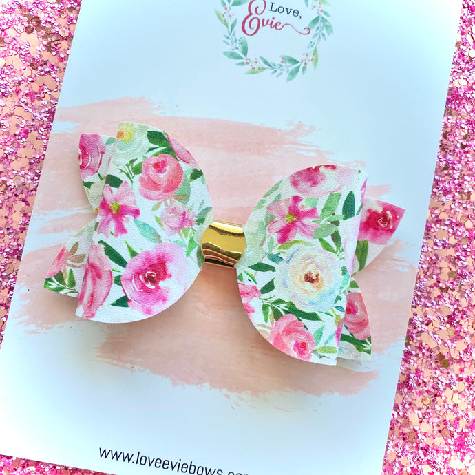 Lara Floral Signature Clip Bow