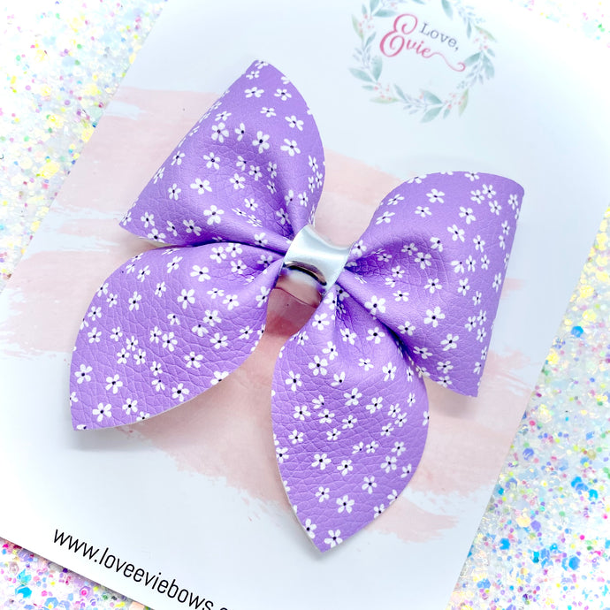 Tiny Flowers Purple Sailor Bow