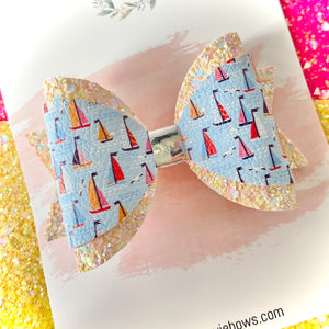 Sailboats Glitter Bow