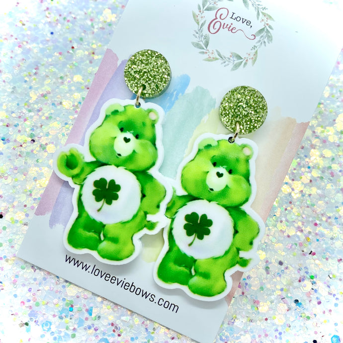 Green Bear Drop Earrings