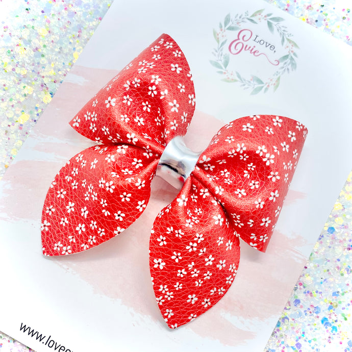 Tiny Flowers Red Sailor Bow