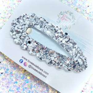 Silver Glitter Jumbo Snap Clip