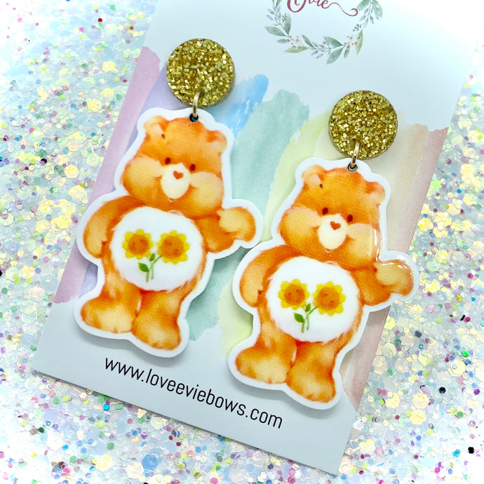 Orange Bear Drop Earrings