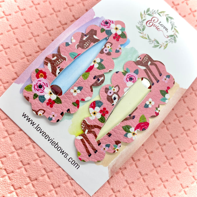 Floral Deer Snap Clip Set